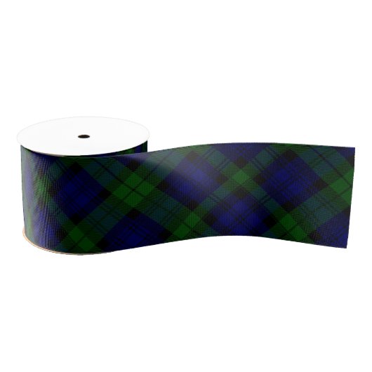 Ruban Gros-grain Black Watch Tartan bleu vert Plaid (Bobine)