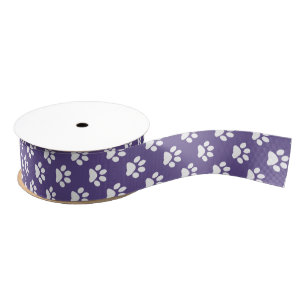 Ruban Gros-grain Blanc sur chat ultra violet/chien/Empreinte de pat