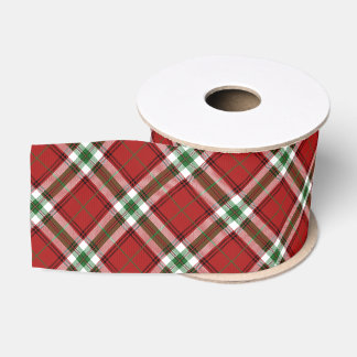 Ruban Gros-grain Blanc vert rouge de plaid de tartan de Noël de