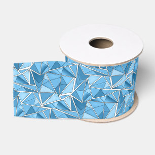Ruban Gros-grain Bleu ciel et formes géométriques bleues motif mode