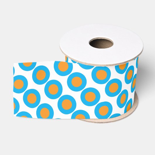 Ruban Gros-grain Bleu clair Orange Pois Moderne Funky (Bobine)