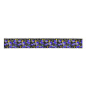 Ruban Gros-grain BLUE ROSES AND YELLOW BUTTERFLIES Black (Devant)
