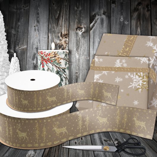 Ruban Gros-grain Bois d'or de Kraft Rustique Arbres de stade