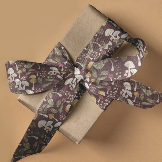 Ruban Gros-grain Bois rustique Aquarelle Woodland Forêt de champign