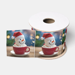 Ruban Gros-grain Bonhomme de neige de Noël dans un chocolat chaud