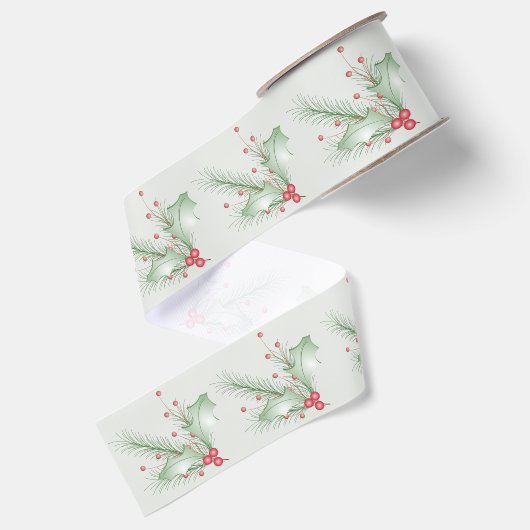 Ruban Gros-grain Bouges de rose verte Holly (Dos)