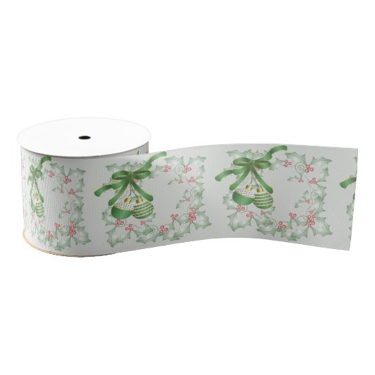 Ruban Gros-grain Bouges de rose verte Holly (Bobine)