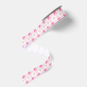Ruban Gros-grain Bow Mahjong Rose & Vert à l'aquarelle (Dos)
