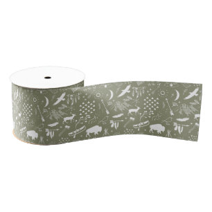 Ruban Gros-grain Buffalo Adventures Motif White ID599
