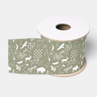 Ruban Gros-grain Buffalo Adventures Motif White ID599