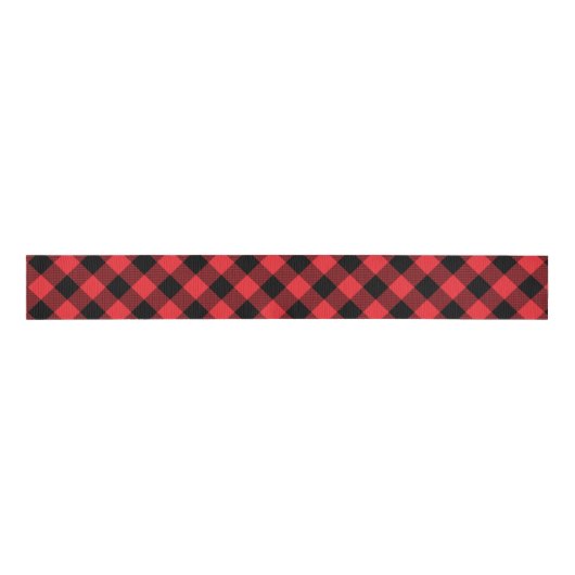 Ruban Gros-grain Buffalo Plaid Red Black Check (Devant)