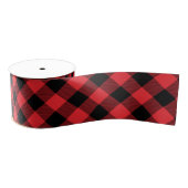 Ruban Gros-grain Buffalo Plaid Red Black Check (Bobine)
