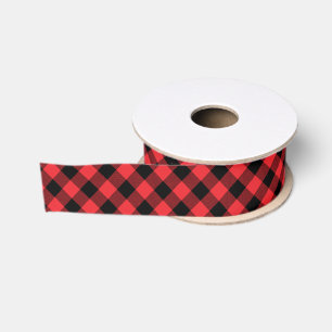 Ruban Gros-grain Buffalo Plaid Red Black Check