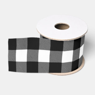 Ruban Gros-grain Buffle noir et blanc, À damiers, Décor