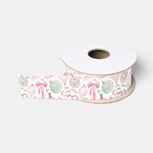 Ruban Gros-grain Cadeau Rose Aquarelle Noël