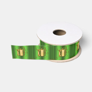 Ruban Gros-grain Cadeaux d'or pour Noël vert