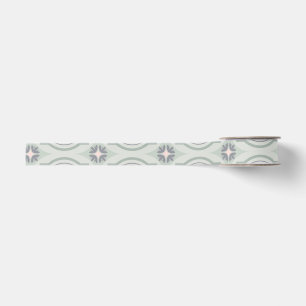 Ruban Gros-grain Carreaux Floraux Pastel Verts