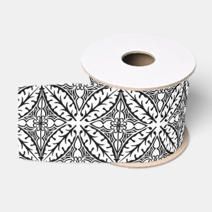 Ruban Gros-grain Carreaux marocains - blanc et noir
