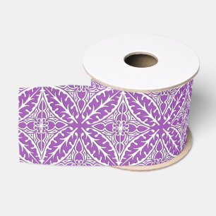 Ruban Gros-grain Carreaux marocains - violet et blanc