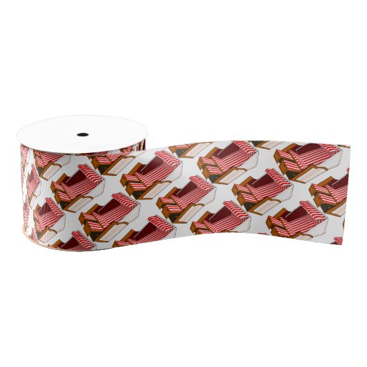 Ruban Gros-grain Chaises De Plage Rouge & Blanc Thème Ruban (Bobine)