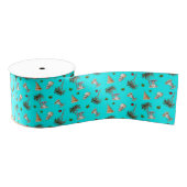 Ruban Gros-grain Chaleureux Noël Snowman Motif Aqua Ribbon (Bobine)