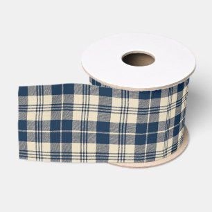 Ruban Gros-grain Charme Intemporel Tartan Classique Navy Ivoire