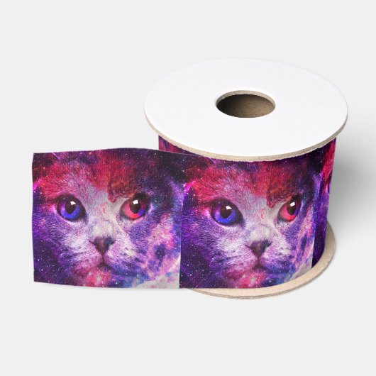 Ruban Gros-grain Chat de la galaxie violette (Bobine)