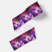 Ruban Gros-grain Chat de la galaxie violette (Dos)