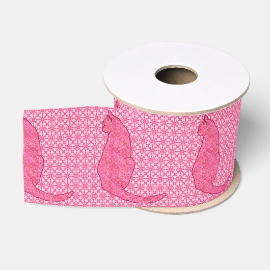 Ruban Gros-grain Chat japonais - Fuchsia Pink Batik (Bobine)