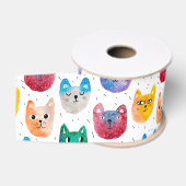 Ruban Gros-grain Chats aquarelles et amis (Bobine)