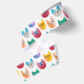 Ruban Gros-grain Chats aquarelles et amis (Dos)