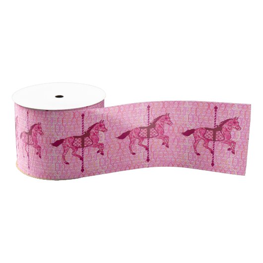 Ruban Gros-grain Cheval de carrousel - Fuchsia rose (Bobine)