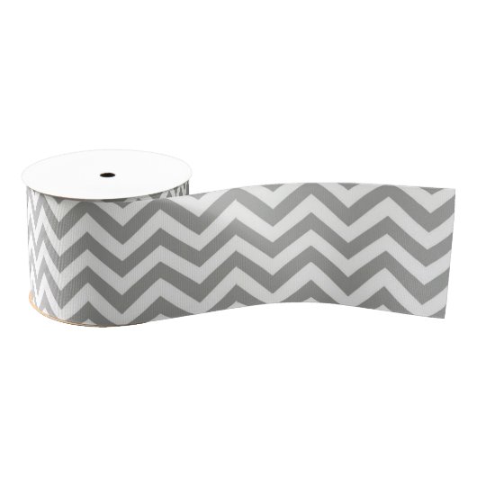 Ruban Gros-grain Chevron blanc gris (Bobine)