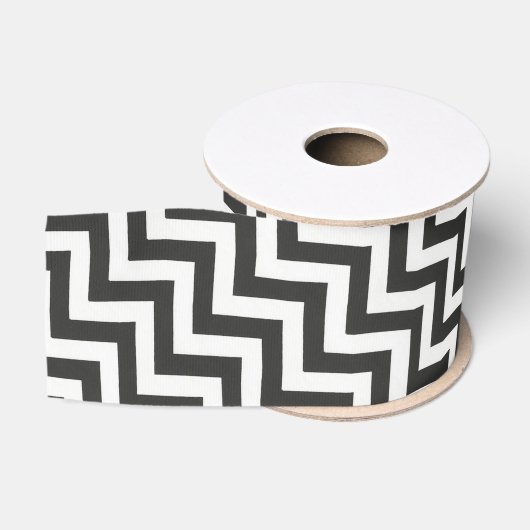 Ruban Gros-grain Chevron noir blanc (Bobine)