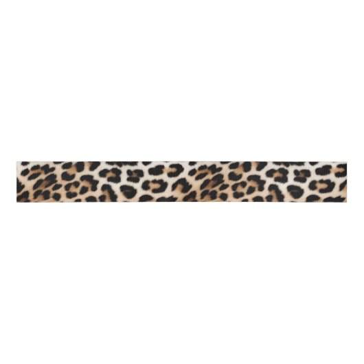 Ruban Gros-grain Chic White Cream Leopard Print (Devant)