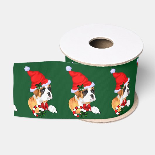 Ruban Gros-grain Chien Boxer Noël (Bobine)