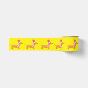 Ruban Gros-grain Chien de Noël Dachshund Jaune