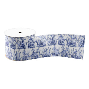 Ruban Gros-grain Chinoiserie bleue et blanche