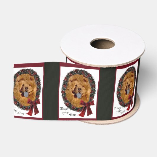 Ruban Gros-grain Chow Chow Chien Noël (Bobine)