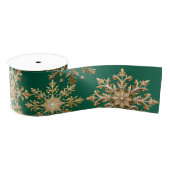 Ruban Gros-grain Christams Gold and Green Snowflake Wrapping paper (Bobine)