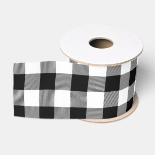 Ruban Gros-grain Classique carreaux de bœuf blanc et noir