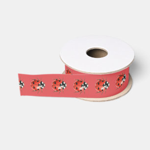 Ruban Gros-grain Coccinelles Rouge Noir Anniversaire