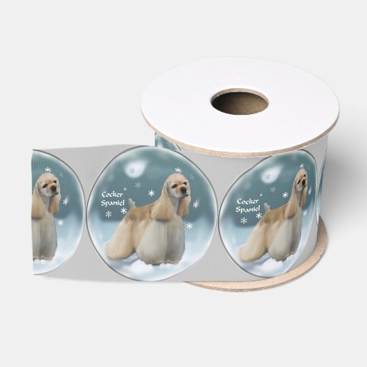 Ruban Gros-grain Cocker Spaniel Christmas (Bobine)