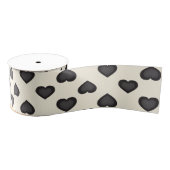Ruban Gros-grain Coeurs noirs (Bobine)