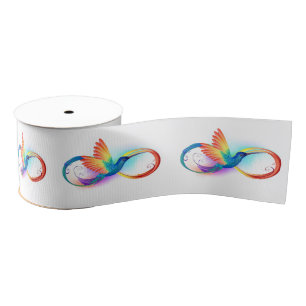 Ruban Gros-grain Colibri arc-en-ciel avec symbole Infinity