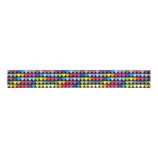 Ruban Gros-grain Colorful Rainbow Hearts Pattern (Devant)