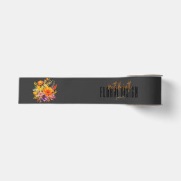 Ruban Gros-grain Conception Florale Sophistiquée Fleurs Noir Orange