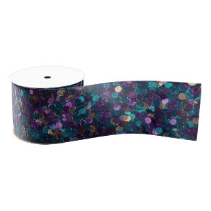 Ruban Gros-grain Confetti de sirène d'or violet Aqua