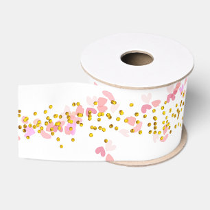 Ruban Gros-grain Confetti en or rose blanc