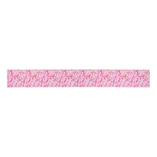 Ruban Gros-grain Copie de notes musicales - rose, multi (Devant)